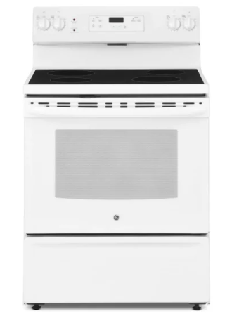 Cuisinière Électrique Autonome 5 pi³ / 30 po Blanche GE ( JCBS630DKWW ) [BOITE OUVERTE]