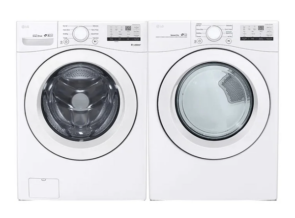 Laveuse sécheuse à Chargement Frontal de 5,2 pi³ Blanche de LG WM3400CW & DLE3400W [BOITE OUVERTE]