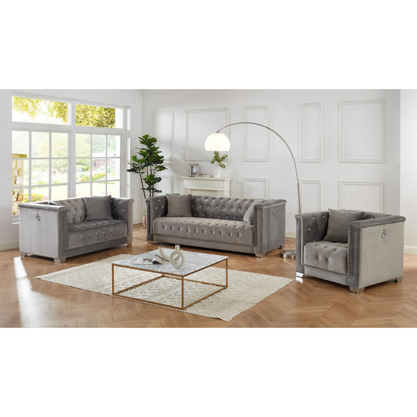IFDC IF 9201 3 pc Living Room Set - Grey IMAGE 1