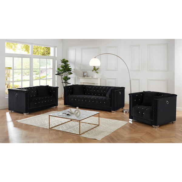 IFDC IF 9201 3 pc Living Room Set - Black IMAGE 1