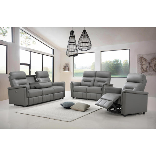 IFDC IF 8141 3 pc Power Living Reclining Room Set - Light Grey IMAGE 1