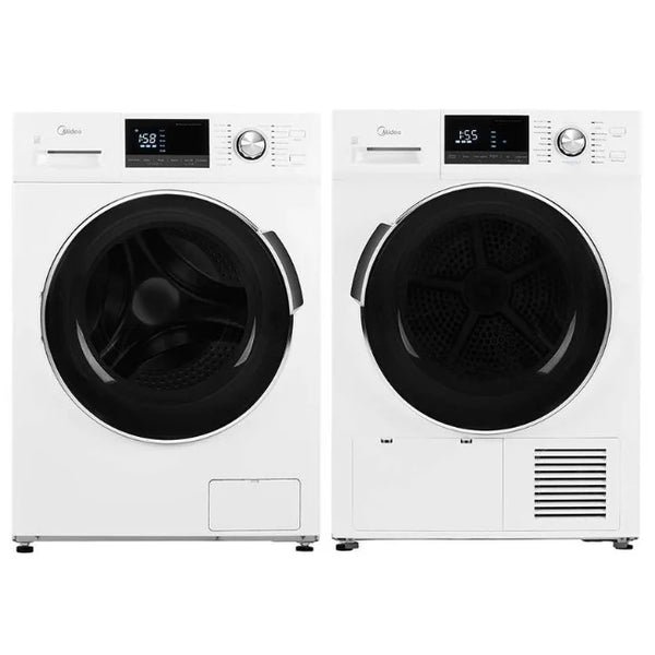 Midea 3.1 cu. ft. Washer & 4.4 cu. ft. Ventless Heat Pump Dryer (Stackable) MLH27N5AWWC / MLE27N5AWWC [SCRATCH AND DENT]]