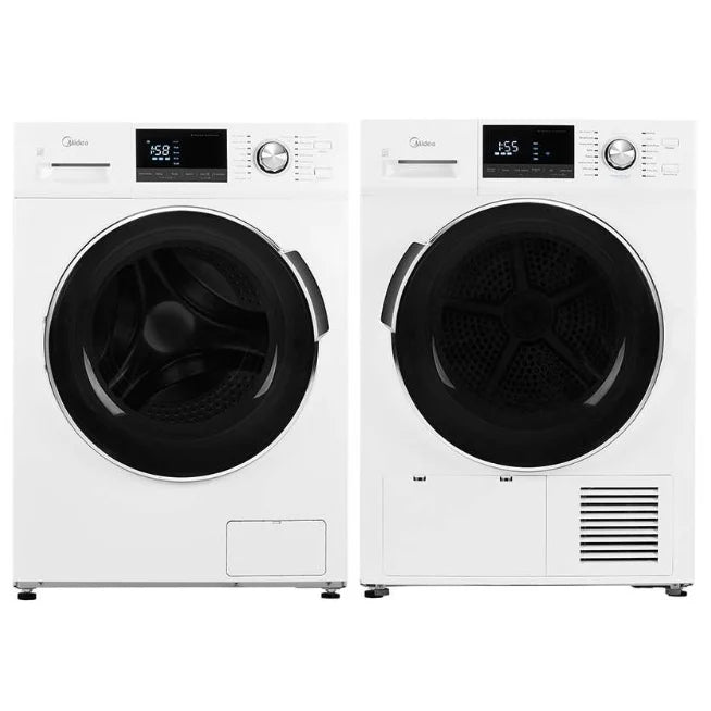 Midea 3.1 cu. ft. Washer & 4.4 cu. ft. Ventless Heat Pump Dryer (Stackable) MLH27N5AWWC / MLE27N5AWWC [SCRATCH AND DENT]]