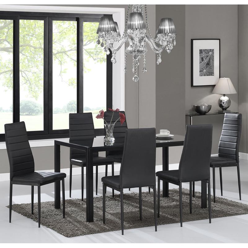 Worldwide Home Furnishings Contra Dining Table with Glass Top 201-843BK IMAGE 2