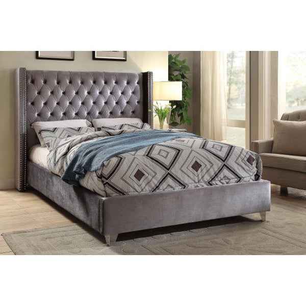 IFDC Queen Upholstered Platform Bed IF 5890 - 60 IMAGE 1