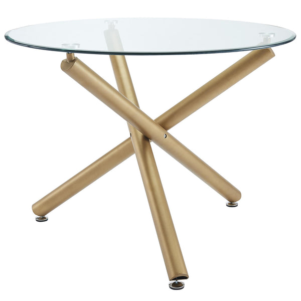 !nspire Round Carmila Dining Table with Glass Top 201-353GD IMAGE 1