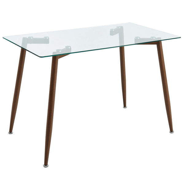 Worldwide Home Furnishings Abbot Dining Table with Glass Top 201-453WAL IMAGE 1
