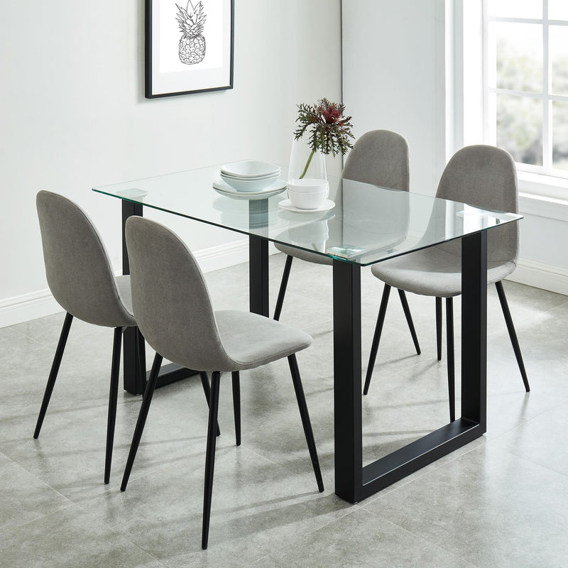 Worldwide Home Furnishings Forrest Dining Table with Glass Top 201-454BK IMAGE 2