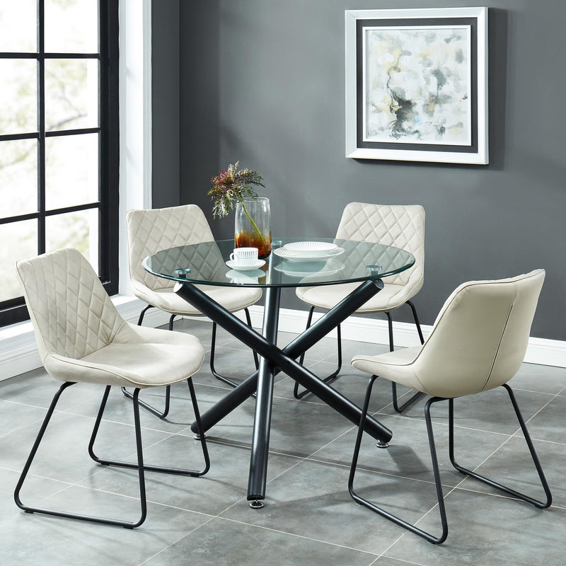 Worldwide Home Furnishings Round Suzette Dining Table with Glass Top 201-476-40 IMAGE 4