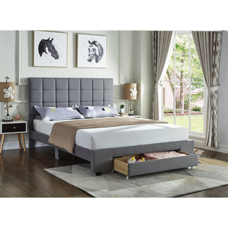 IFDC Queen Upholstered Platform Bed with Storage IF 5493 - 60 Queen Platform Storage Bed - Grey IMAGE 2