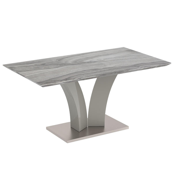 !nspire Napoli Dining Table with Faux Marble Top and Pedestal Base 201-545GY IMAGE 1