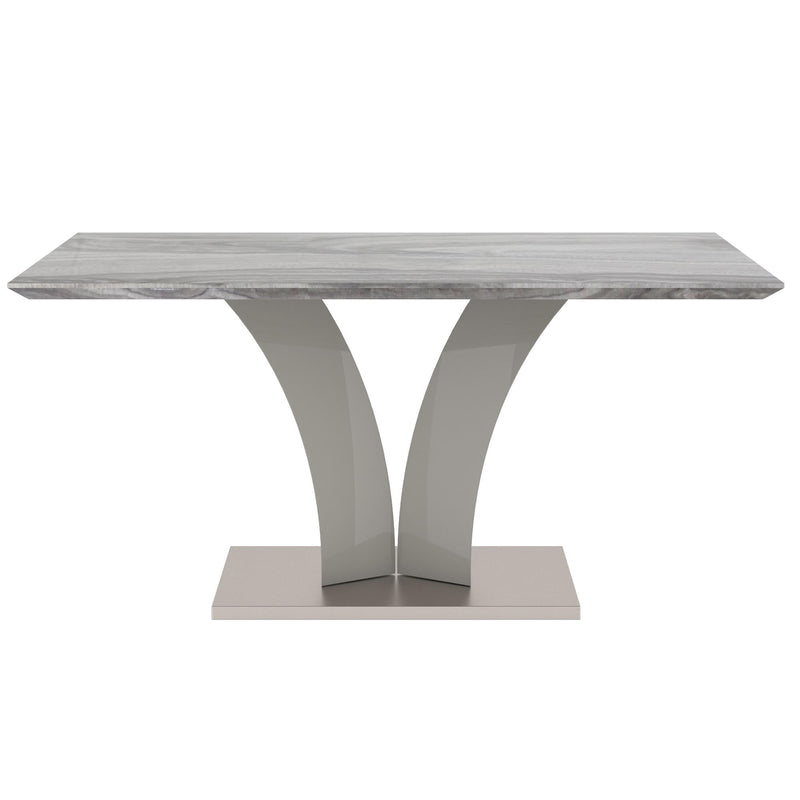 !nspire Napoli Dining Table with Faux Marble Top and Pedestal Base 201-545GY IMAGE 3