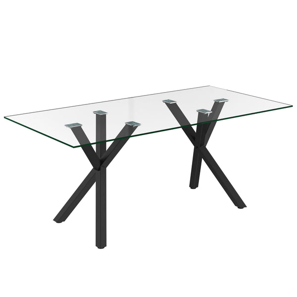 Worldwide Home Furnishings Stark Dining Table with Glass Top 201-535BK IMAGE 1