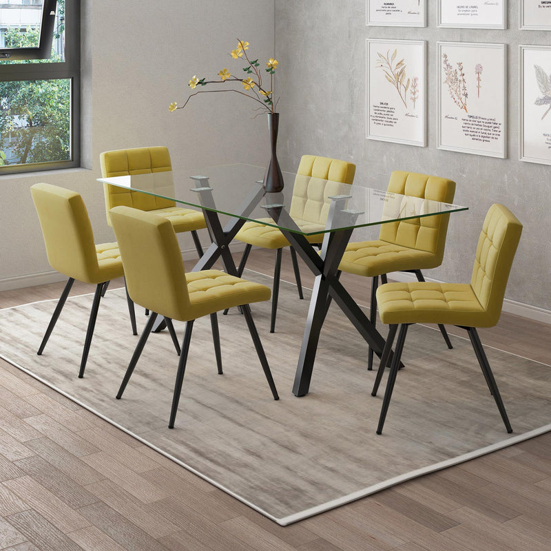 Worldwide Home Furnishings Stark Dining Table with Glass Top 201-535BK IMAGE 2