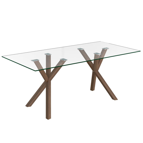 Worldwide Home Furnishings Stark Dining Table with Glass Top 201-535WAL IMAGE 1