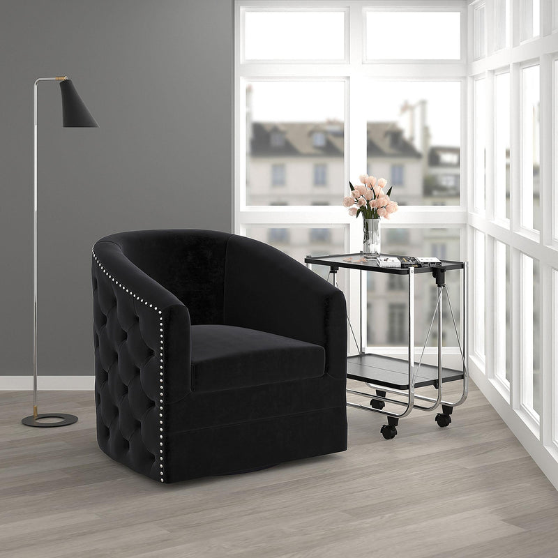!nspire Velci Swivel Fabric Accent Chair 403-373BK IMAGE 2