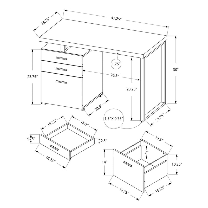 Monarch I 7647 Computer Desk - Black/Concrete/Black IMAGE 5