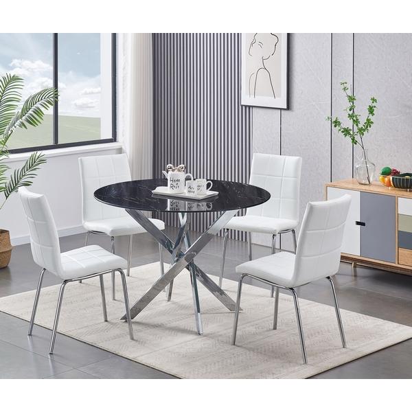 IFDC Round Dining Table with Glass Top and Pedestal Base T 1446 IMAGE 2