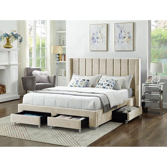 IFDC Queen Upholstered Platform Bed with Storage IF 5312 - 60 IMAGE 2