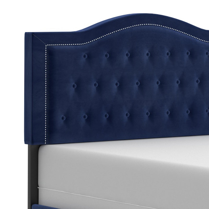 Worldwide Home Furnishings Pixie Full Upholstered Panel Bed 101-296D-NAV IMAGE 5