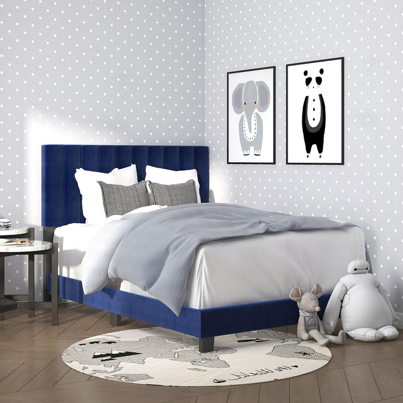 Worldwide Home Furnishings Jedd Full Upholstered Panel Bed 101-297D-NAV IMAGE 2