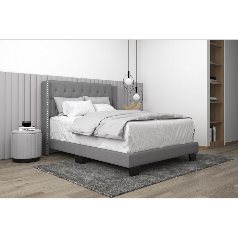 Worldwide Home Furnishings Gunner Full Upholstered Panel Bed 101-299D-LGY IMAGE 2