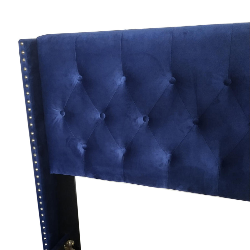 Worldwide Home Furnishings Gunner Full Upholstered Panel Bed 101-299D-NAV IMAGE 7