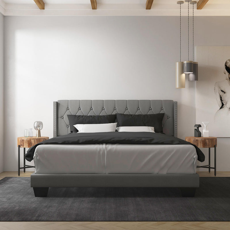Worldwide Home Furnishings Gunner King Upholstered Panel Bed 101-299K-LGY IMAGE 2