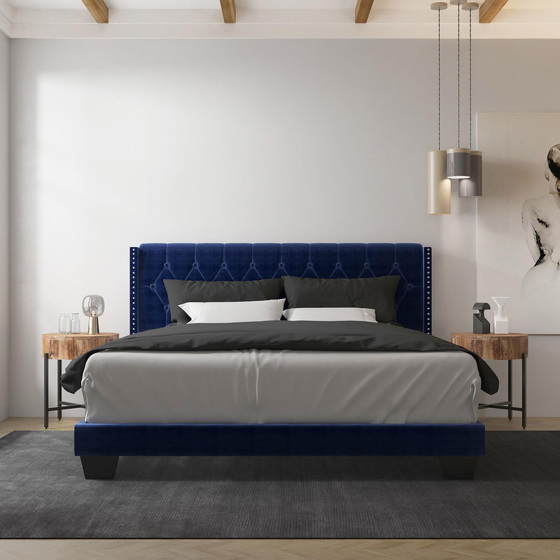 Worldwide Home Furnishings Gunner King Upholstered Panel Bed 101-299K-NAV IMAGE 2
