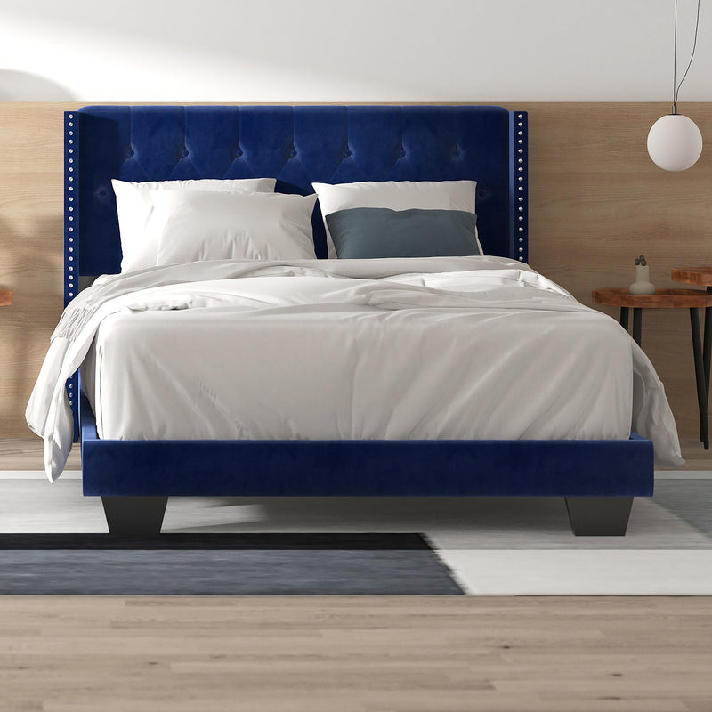 Worldwide Home Furnishings Gunner Queen Upholstered Panel Bed 101-299Q-NAV IMAGE 2