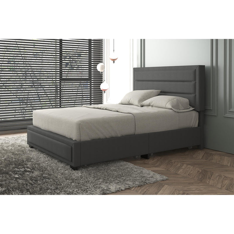 !nspire Russell Queen Upholstered Platform Bed with Storage 101-598Q-GY IMAGE 2