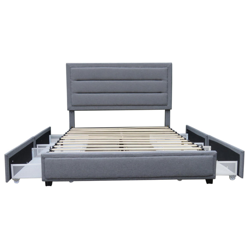 !nspire Russell Queen Upholstered Platform Bed with Storage 101-598Q-GY IMAGE 5