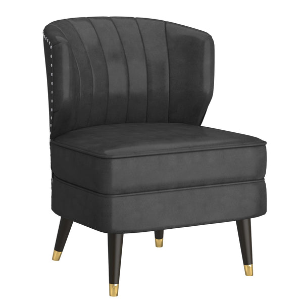 !nspire Kyrie Stationary Leather Look Accent Chair 403-587GY IMAGE 1