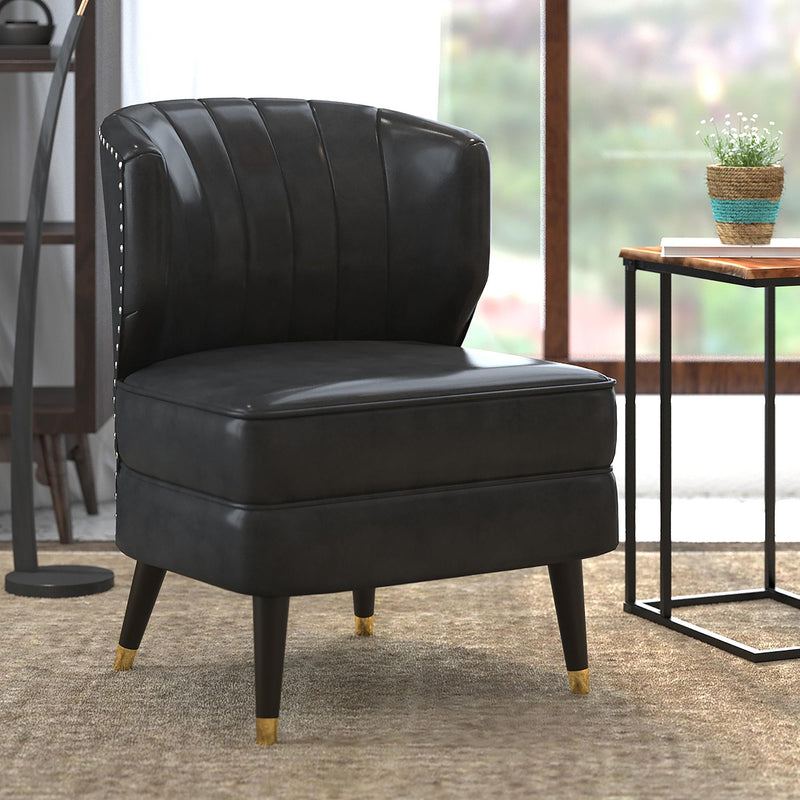 !nspire Kyrie Stationary Leather Look Accent Chair 403-587GY IMAGE 2