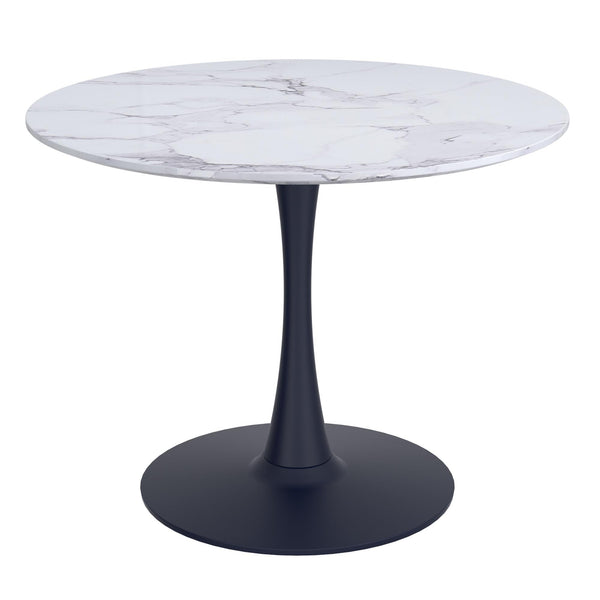 !nspire Round Zilo Dining Table with Faux Marble Top 201-671BK_S IMAGE 1