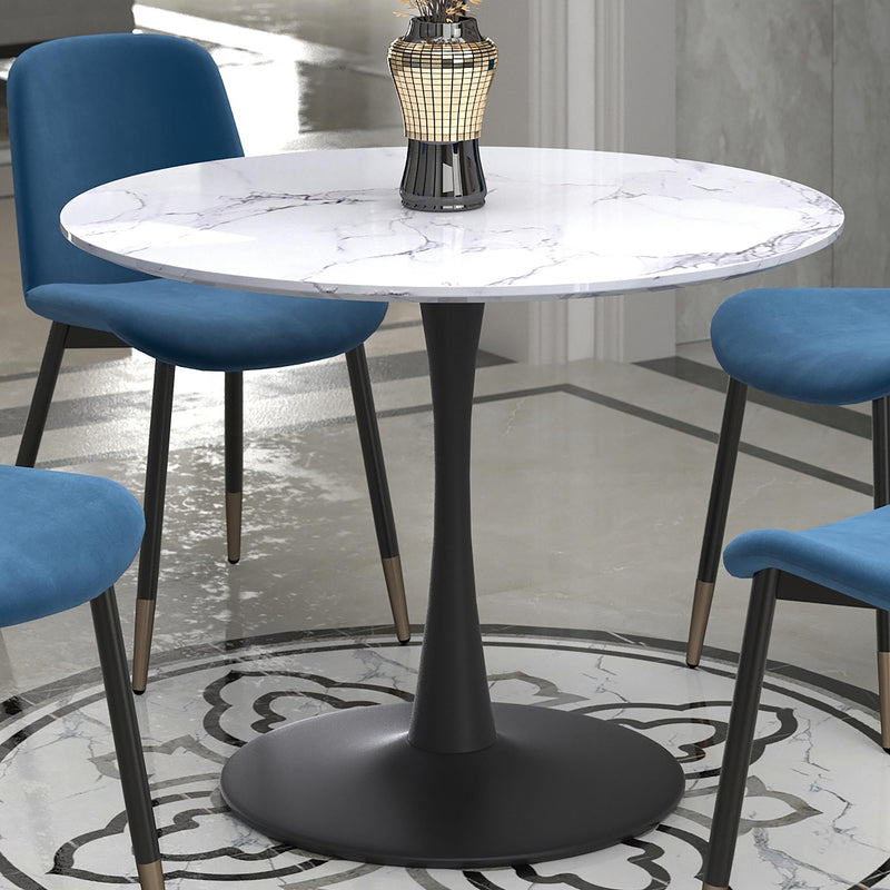 !nspire Round Zilo Dining Table with Faux Marble Top 201-671BK_S IMAGE 2