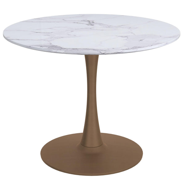 !nspire Round Zilo Dining Table with Faux Marble Top 201-671GD_S IMAGE 1