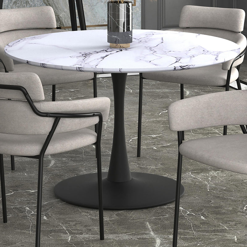 !nspire Round Zilo Dining Table with Faux Marble Top 201-671BK_L IMAGE 2