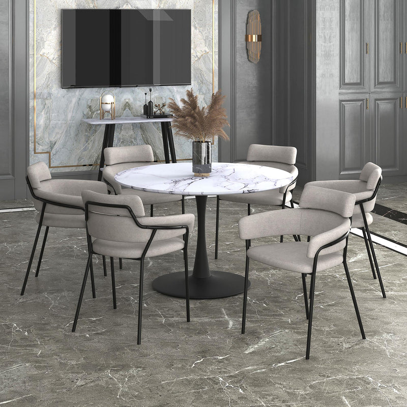 !nspire Round Zilo Dining Table with Faux Marble Top 201-671BK_L IMAGE 7