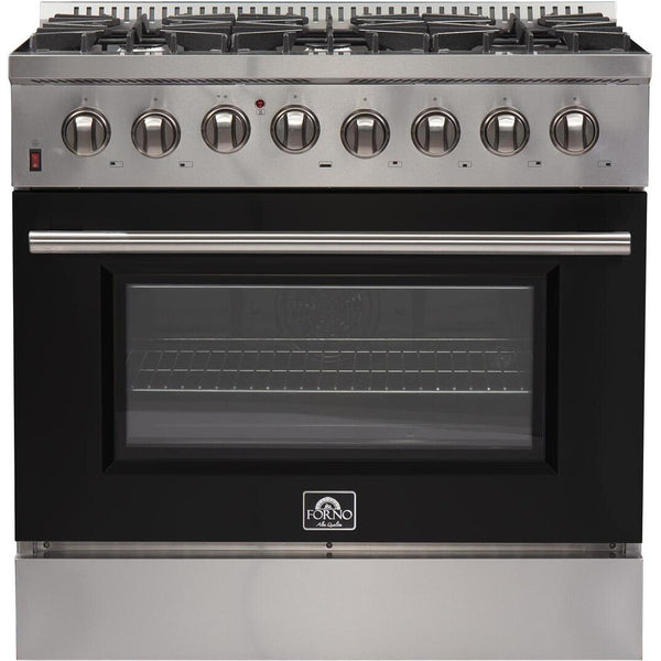  Forno Galiano Alta Qualita 36-inch Freestanding Dual Fuel Range with Convection Technology FFSGS6156-36BLK IMAGE 1
