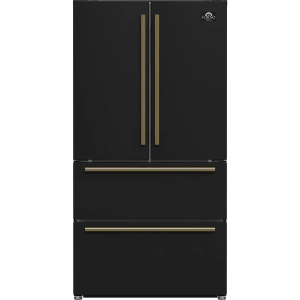  Forno 36-inch, 19.2 cu.ft. Counter-Depth French 4-Door Refrigerator with Internal Ice Maker FFRBI1820-36BLK IMAGE 1