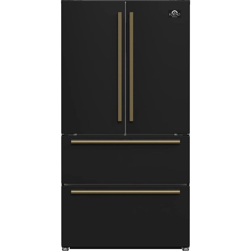  Forno 36-inch, 19.2 cu.ft. Counter-Depth French 4-Door Refrigerator with Internal Ice Maker FFRBI1820-36BLK IMAGE 1