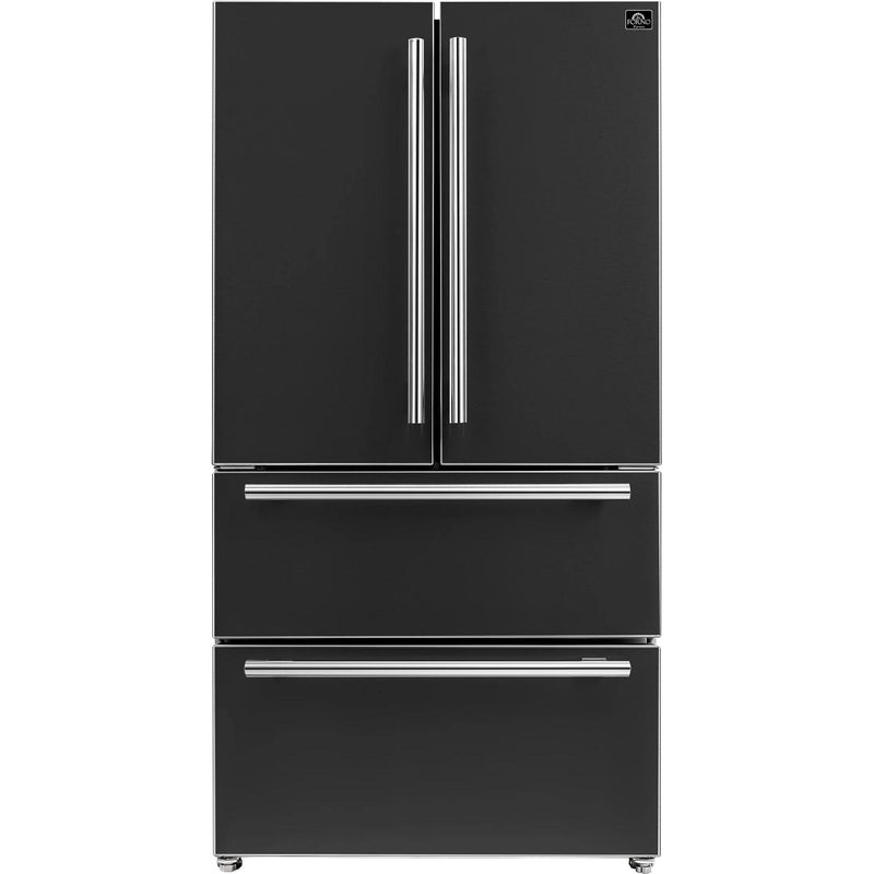  Forno 36-inch, 19.2 cu.ft. Counter-Depth French 4-Door Refrigerator with Internal Ice Maker FFRBI1820-36BLK IMAGE 2
