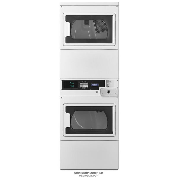 Maytag Commercial Laundry Combination Stack Dryer/Dryer - Coin Drop Equipped MLE27PDFZW IMAGE 1
