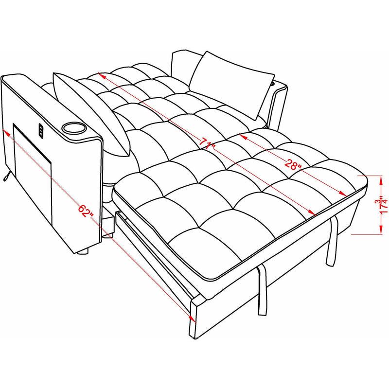 IFDC Fabric Sleeper Loveseat IF-9028 IMAGE 10