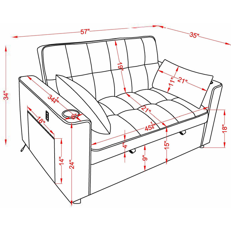 IFDC Fabric Sleeper Loveseat IF-9028 IMAGE 9