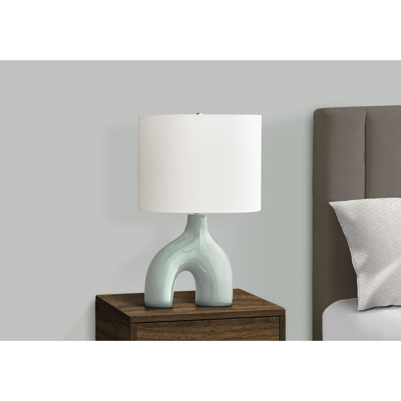 Monarch I 9664 25"H Table Lamp Green Ceramic / Ivory Shade IMAGE 2