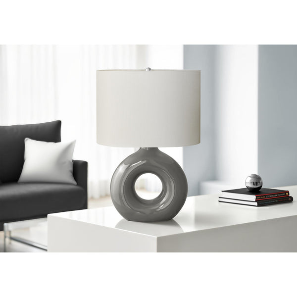 Monarch I 9667 24"H Table Lamp Grey Ceramic / Ivory Shade IMAGE 1