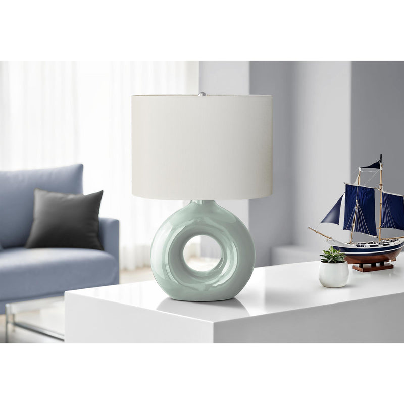 Monarch I 9671 24"H Table Lamp Green Ceramic / Ivory Shade IMAGE 1