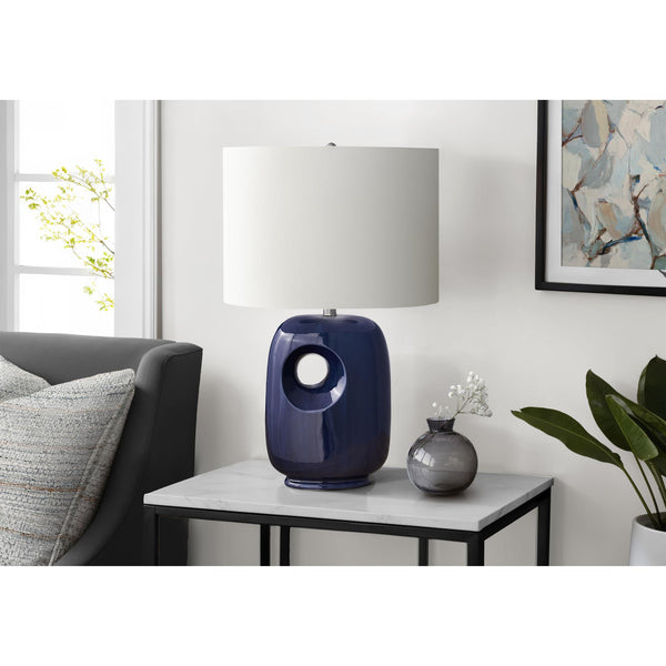 Monarch I 9677 26"H Table Lamp Blue Ceramic / Ivory Shade IMAGE 1